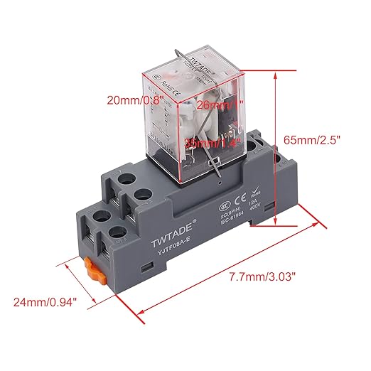 TWTADE/AC 220V Electromagnetic Power Coil Relay 10A 8 Pins DPDT 2NO 2NC with Indicator Light and Socket Base -YJ2N-LY