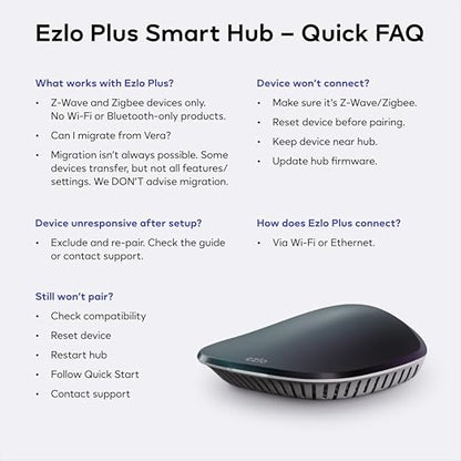 Ezlo Plus Smart Home Hub with Zigbee & Z-Wave. Works with Wi-Fi Devices Associated with Amazon Alexa Devices & Google Assistant to Control Smart Locks, Lights, Switches and CCTV Cameras