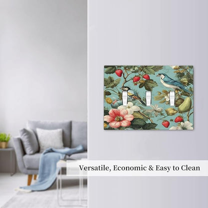 Bvtewkhz William Morris Flower 3 Gang Triple Toggle Wall Plate Cover Decorative Light Switch Covers Electrical Faceplate Switch Plates for Bathroom Kitchen Home