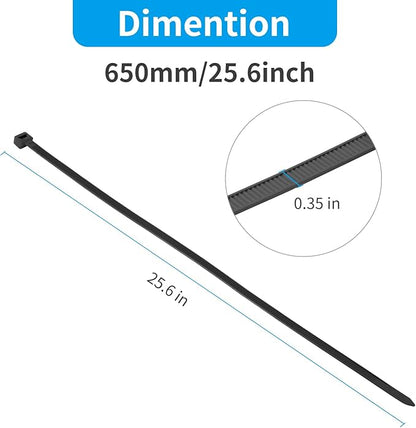 XINGO 26 inch White Zip Ties Heavy Duty 100 Pack, 200 lbs Ultra Strong Plastic Wire Ties, Large Cable Ties Extra Long Tie Wraps, Indoor and Outdoor UV Resistant