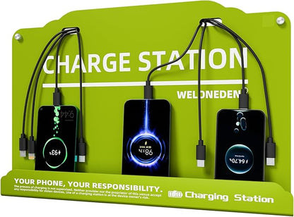 Wall Mounted Cell Phone Charging Station Mobile Phone Charging Station | Fast Charging 8 Device | Compatible with iPhone ipad Smartphone Tablets Port | Great for Offices Hotel Hospital Airport (Green)