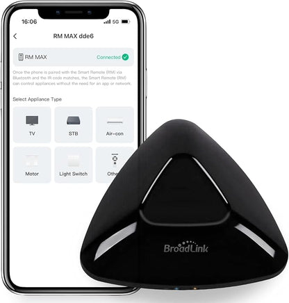 BroadLink Universal IR/RF Remote RM MAX, Wi-Fi & BLE Smart Hub for TV/AC/Blinds, Voice Control, Compatible with Alexa & Google Assistant, Local Control & Fast Setup