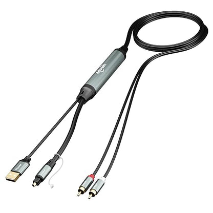 Adoreen Unidirectional SPDIF Toslink Optical Input to 2 RCA Output Adapter Cable 10 Ft, 192kHz DAC Digital to Analog Audio Converter for HDTV, DVD, Blu-Ray Players, Game Consoles-NOT RCA to Optical