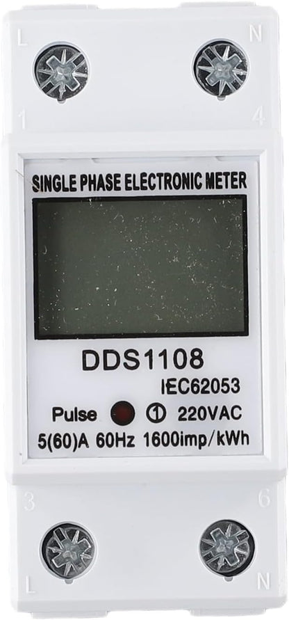 Digital Energy Meter LCD Display 50A 60A Single Phase Power Monitor Electric Consumption Meter with Backlight LED Pulse Indicator for Industrial Commercial Use(Without backlight)