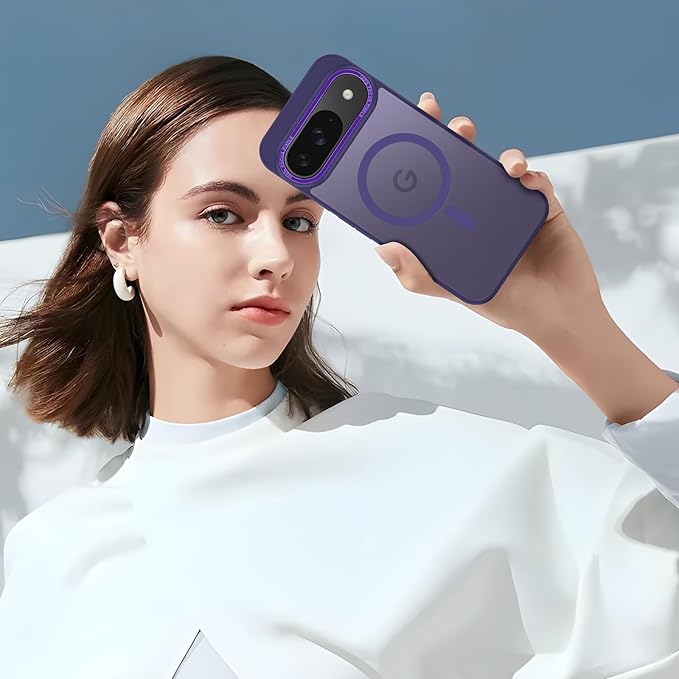 Magnetic for Google Pixel 10/Pixel 10 Pro Case, [Military Grade Drop Protection] [Compatible with MagSafe] Shockproof Slim Translucent Matte Anti-Slip for Women Girls Men Case, Deep Purple