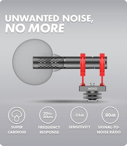Movo X1-Mini Video Shotgun Mic for Camera - Supercardioid 3.5mm/USB-C Analog/Digital Camera Microphone for DSLR, iPhone and Android Smartphones, Computers - Compatible with Canon EOS, Nikon, Sony