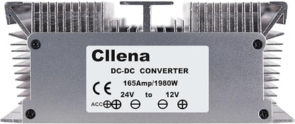 Cllena 24V to 12V Step Down Converter Voltage Regulator 165A 1980W Waterproof DC Buck Transformer Power Supply