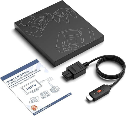 Arector N64 to HDMI Converter, HDMI Converter Supports 4:3/16:9 Ratio Conversion, Compatible for Nintendo 64/SNES/NGC/SFC
