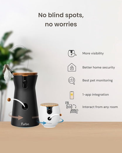 Furbo 360° Cat Camera + Mini 360° Cam [New Subscription Required at Setup] 2-Camera Bundle Nanny Subscription: Cat Safety Alerts, Pet Camera with Speaker, Phone App & Night Vision
