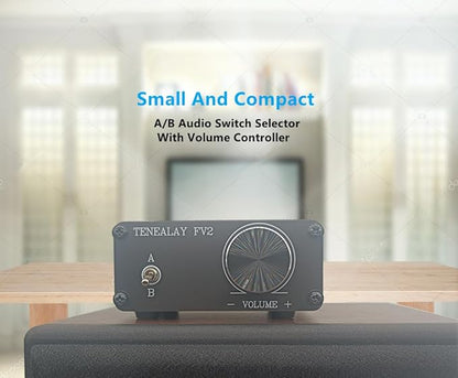 TENEALAY HiFi RCA Passive Preamp Stereo Audio Preamplifier with Volume Control, A/B Audio Switch selector FV2