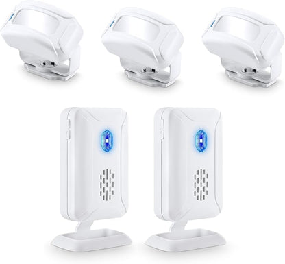 KCMYTONER Wireless Motion Sensor Door Chime, Entry Alert Chime for Business, Door Alarm,112LB Loud, Adjustable Volume and light brightness, for Home, Warehouse, Villa Security(3Sensors& 2Receiver)