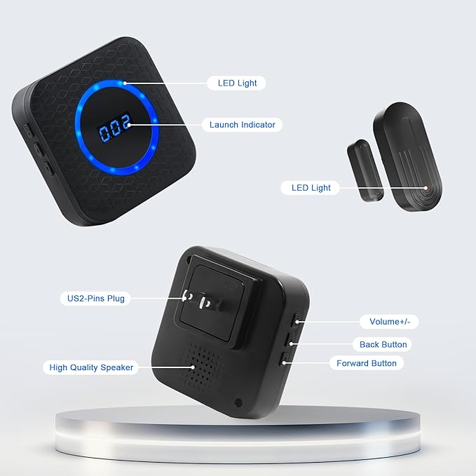 Door Chime SanJie Door Alarms When Opened for Home Office Business Door Entry Chime with 800Ft Range 5 Volume Levels 55 Ringtones (1 Receiver & 3 Sensor)