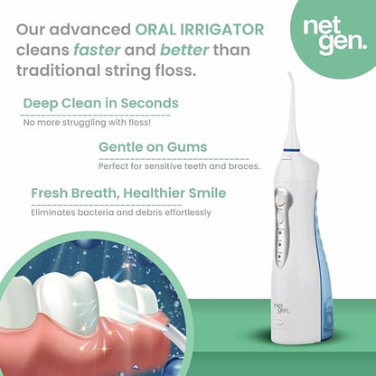 Cordless Water Dental Flosser for Teeth & Gums, Portable Electric Oral Irrigator with 3 Cleaning Modes, IPX7 Waterproof Rechargeable Water Flosser for Home, Travel & Daily Oral Care