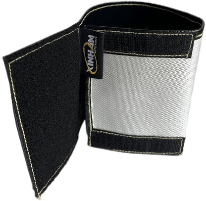 Xinhan (Silver,Black) Aluminum and Fiberglasss Heat Shielding Universal Starter Heat Shield 7 X 24in and 5.5 x 17in Wrap Self Attaching (Black, 5.5IN x 17IN)