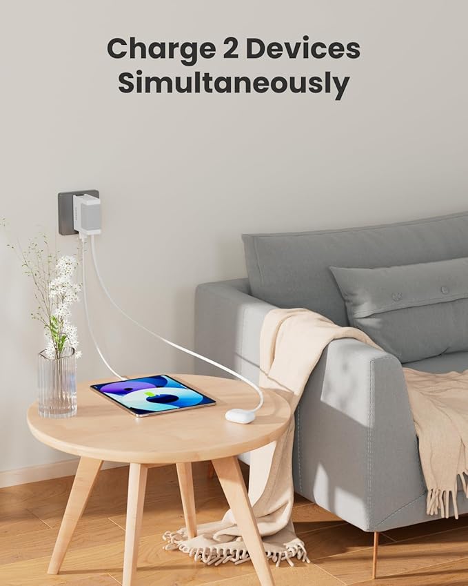 Portable Charger Block, Retractable Wall Charger, 40W PD Fast Charging Block with 31.5in Lightning Cable, Power Adapter with Foldable Plug for iPhone14/13/12, White