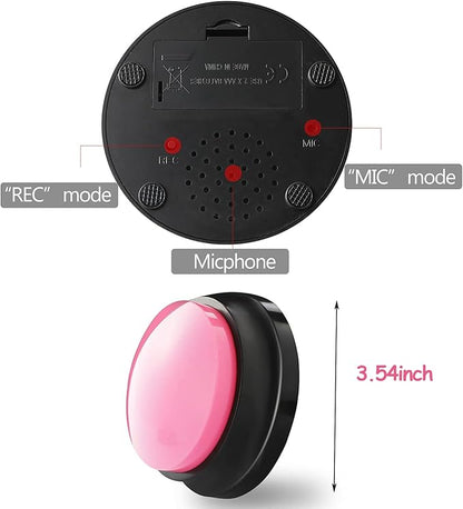 Voice Recording Button, Dog Buttons for Communication Pet Training Buzzer, 30 Second Record & Playback, Funny Gift for Study Office Home 4 Packs