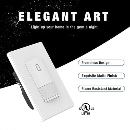 ELEGRP Matte White Single Pole Occupancy Motion Sensor Light Switch, Need Neutral Wire, 120° Sensor Coverage PIR Infrared Motion Activated, for CFL/LED/MLV/INC/HAL/Fan, UL,10 Pack