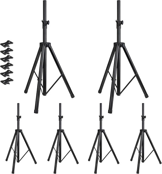 Howonder Speakers Stands,6 Packs,PA Speaker Stand,Speaker Tripod Stand,Adjustable Height from 40 to 66 Inches,Hold up to 110lbs,Black
