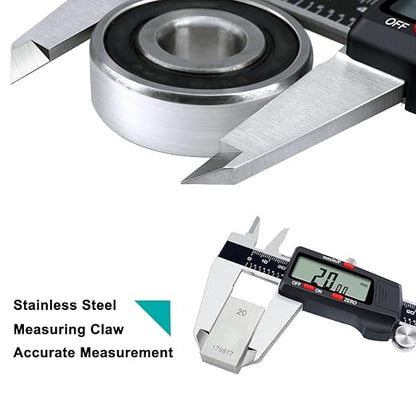 Kynup Digital Caliper, 8 Inch Micrometer Caliper Tool, Vernier Caliper with Stainless Steel Body, Large LCD Screen, Auto - Off Feature, Inch Metric Fraction Conversion (200mm)