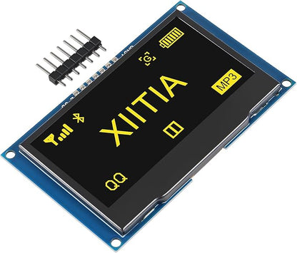 XIITIA 2pcs 2.42 inch 128x64 OLED LCD Display Module SSD1309 7 Pin SPI/IIC I2C Serial Interface for Arduino UNO R3 (Yellow Light)