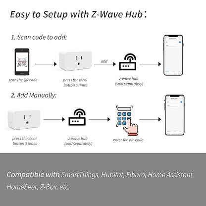 Minoston Z-Wave 800 Series Zwave Plug with Energy Monitoring, Power Meter Z-Wave Outlet Switch, Z-Wave hub Required, Work with SmartThings, Wink, Vera, Z-Box Hub, Home Assistant (MP31ZP)