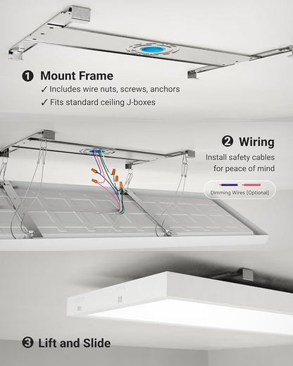 Sunco 1x4 LED Flat Panel Light, Dual Selectable CCT 3500K/4000K/5000K & Selectable Wattage 30W/40W/50W, 5700LM, 0-10V Dimming, Matte White Drop Ceiling Fixture - UL, DLC