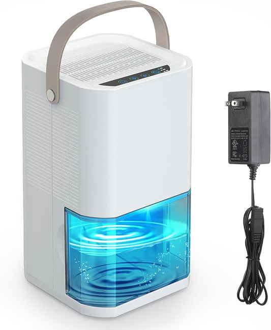 Litever Dehumidifier Highly Efficient for Home. Compact Quiet Portable with Auto Shut OFF. 57OZ Water Tank. Delay-Off Timer and Ambient Light. Good for Small Bedroom Bathroom Basement RV Camper Closet