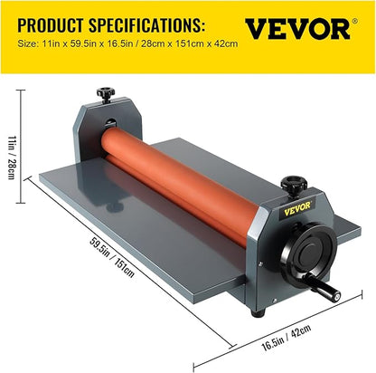 VEVOR 51 Inch Cold Laminator Machine 10mm Manual Vinyl Photo Film Cold laminator Hand Crank Pressure Cold Roll laminator(51Inch)