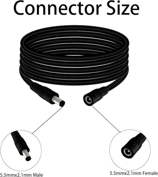 5.5mm x 2.1mm 9.8FT DC Power Extension Cable Male to Female 12V/24V 14AWG DC Connection Cable for CCTV Surveillance Camera Amplifiers LED Strip Lights Solar Panels Energy Storage Power Supply 2 pcs