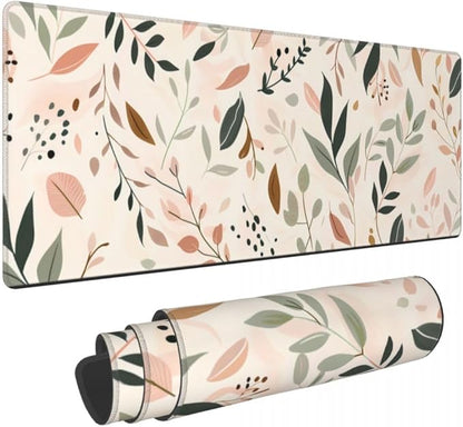 CANFLASHION Desk Pad,Office Desk Mat 31.5"×11.8" Large Gaming Mouse Pad,Durable Extended Computer Mouse Pad,Waterproof Thick Big Mouse Pads with Non-Slip Rubber Base Office Home Abstract Boho Leaves