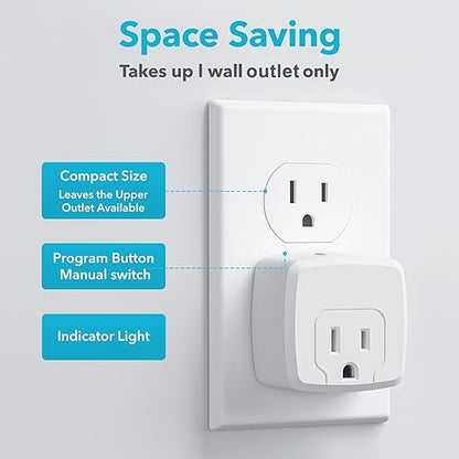 HBN Remote Control Outlet with 100FT RF Signal, Wireless On Off Switch Plug for Household Appliances, Battery Included, 15A/1875W(5 Outlets + 2 Remotes)
