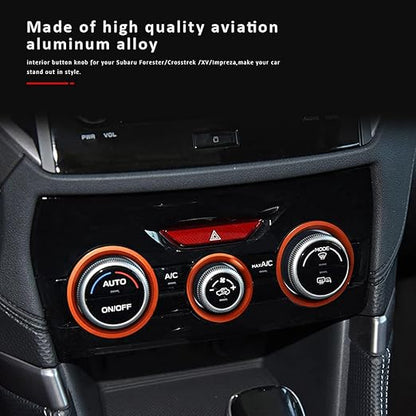 Auovo AC Climate Control Knob Outer Ring Covers Accessories for Forester 2019-2024 Crosstrek 2018-2023 Impreza 2017-2023 Interior for Car Air Condition Switch Control Trim (Red Orange)