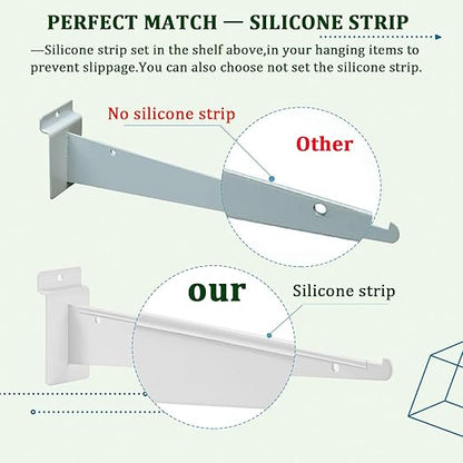 AYAYGD 10 Pack Slatwall Knife Shelf Bracket, 8 inch Slatwall Bracket for Shelves, Heavy Duty Metal Slatwall Accessories with Lip for Slat Wall Panels Shelving Display Home Commercial, White
