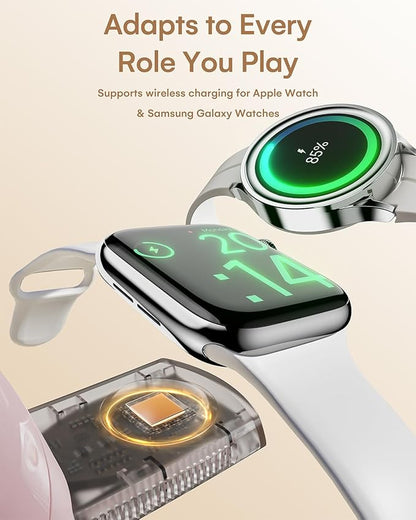 ZEEHOO 4 in 1 Wireless Charging Station for Apple,Mag-Safe Charger &Dimmable Light,Qi2 15W Rotating Fast Wireless Charger for iPhone 16,15,14,13,12&Pixel10&AirPods& iWatch&Samsung Watch(30W Adapter)