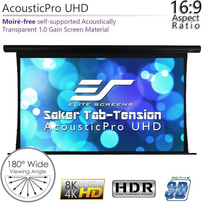 Elite Screens Saker Tab-Tension AcousticProUHD RC1 Kit, 120-INCH 20" Drop Acoustically Sound Transparent Projector Screen, SKT120UH2-E20-AUHD