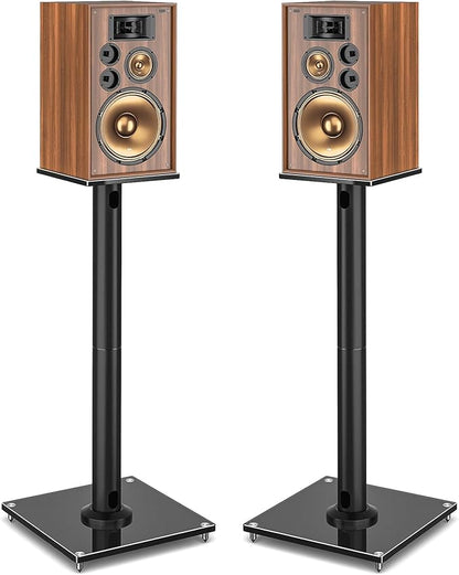 YOMT Universal Speaker Stands Pair for Surround Sound, 28 Inch Floor Speaker Stands with Cable Management Holds 22lbs Bookshelf Speaker Satellite Speaker, 1 Pair