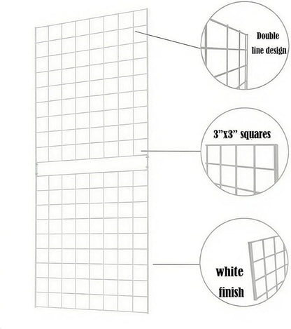 7RiversART Grid Wall Commercial Grade Gridwall Panels – Heavy Duty Grid Panel for Any Retail Display Wall Grid 2' Width x 5' Height, White (Pack of 4) Easily Portable