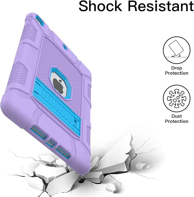 Rantice iPad 9th Generation Case, iPad 8th Generation Case, iPad 7th Generation Case, Hybrid Shockproof Rugged Drop Protection Cover with Kickstand for iPad 10.2'' Purple+Blue