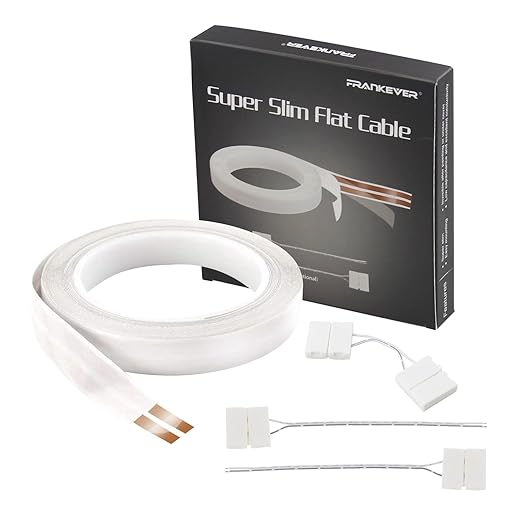FRANKEVER 23Gauge Hidden Super Flat Audio Cable Suitable for Audio Wire LED Lighting Connection and Other Low Voltage Appliance Connection (Wire(25 ft)+2 ConnectorsD)