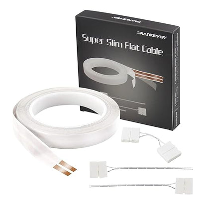 FRANKEVER 23Gauge Hidden Super Flat Audio Cable Suitable for Audio Wire LED Lighting Connection and Other Low Voltage Appliance Connection (Wire(25 ft)+2 ConnectorsD)