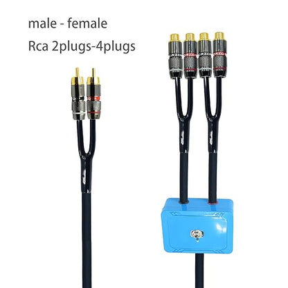 25ft Sound Channel swicher 2 Male to 4 Female RCA Switch Selector 2 in 1 Out R/L Stereo Audio 1 in 2 Out Stereo Audio Splitter with Mute Button No External Power Required CD Speaker DVD Player