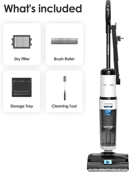 Tineco FLOOR ONE S6 Stretch Steam Corded Wet Dry Vacuum Steam Mop All-in-One, Tineco BoostSteam, 320℉ High-temp Steam Cleaning, 180° Lay-Flat, Anti-Tangle Design, One-Touch Self-Cleaning