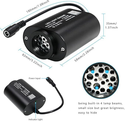 AZIMOM Mini 6W Twinkle Fiber Optic Starlight Box Sound Activated RGBW Fiber Optic Light Source APP/Remote Control Light Engine Driver for Car Home Ceiling Star Lighting Decor