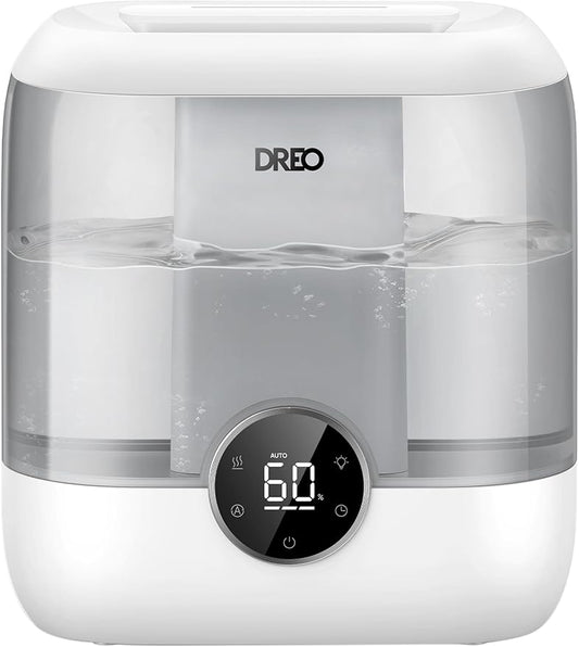 DREO 6L Top Fill Humidifiers for Bedroom, 60H Runtime 28 dB Quiet Supersized Cool Mist Air Humidifiers for Large Room, Baby Nursery, Plant, Indoor, Night Light, Easy to Clean, Precise Humidity Control