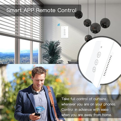 MOES WiFi Smart Curtain Switch Motorized Roller Blinds Shutter Switch,Smart Life/Tuya APP Remote Control,Compatible with Alexa Echo and Google Home