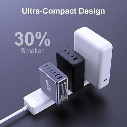 Graaci 240W USB C Charger, 140W Laptop Fast Charger, PD3.1 PPS 6-Port USB Type C Wall Charger, Advanced GaN Power Adapter, for MacBook Pro 16'', iPhone 16 Series, iPad Pro, Galaxy, Pixel, and More