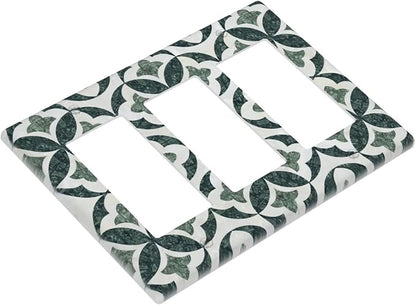 Bvtewkhz Green Luxury Modern Cubic Marble 3 Gang Triple Rocker Decorative Light Switch Covers Electrical Faceplate Switch Plates for Bathroom Kitchen Home