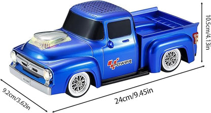 Vintage Pickup Truck Bluetooth Speaker, Retro Truck Model with HD Sound, Built-in Mic, LED Party Lights, TWS Dual Pairing, Multi-Interface Output, Portable Outdoor Speaker for Parties & Beach (BLUE)