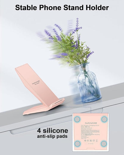 Wireless Charger with USB C Phone Charger, Qi Certified Charging Stand with 20W PD Adapter Compatible with iPhone 16/15/14/13/12, Phone Charging Dock for Samsung Galaxy S25/S24/S23/S22/S21/Note 20