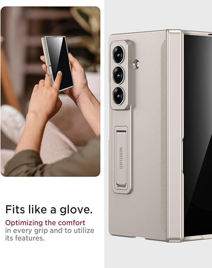 Miimall for Samsung Galaxy Z Fold 7 Case with Privacy Screen Protector, Built-in Adjustable Kickstand & Magnetic Hinge Protection All-Inclusive Protective Case for Galaxy Z Fold 7 5G Titanium Grey